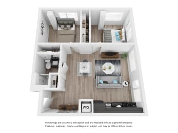2x1 Floor Plan  at Nomad Apartments, Portland, 97217