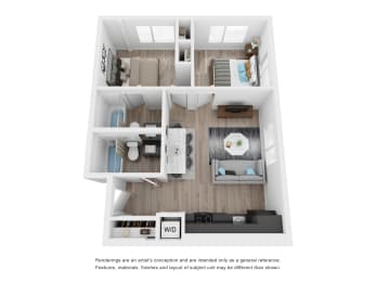a 1 bedroom floor plan at the crossings at white marsh apartments in white marsh, md