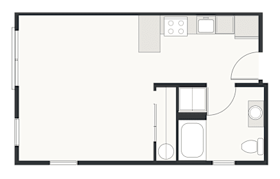 A black and white floor plan of a small apartment.