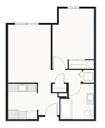 A black and white image of a floor plan for a house.