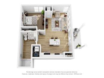 1 Bedroom 1 bath Corner No Garage  at The Daniels at Northern Gateway Apartments, Saukville, WI, 53080