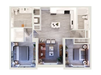 a floor plan of a two bedroom apartment with two bathrooms and a balcony at Leena Plantation, Florida, 33322