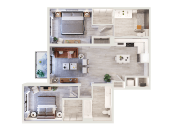 B4 Floor Plan 2 Bed 2 Bath at Leena Plantation Apartments in Plantation, FL