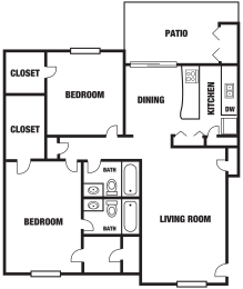 a floor plan of a living room and a dining room