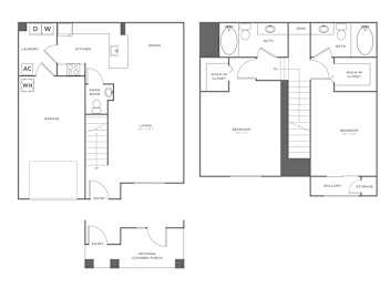  Floor Plan Two Bedroom Two and a Half Bath (1328 SF)
