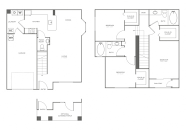 the floor plan of the second and third floors of a town house