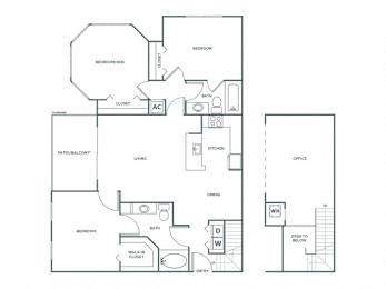  Floor Plan Three Bedroom Two Bath (1491 SF)