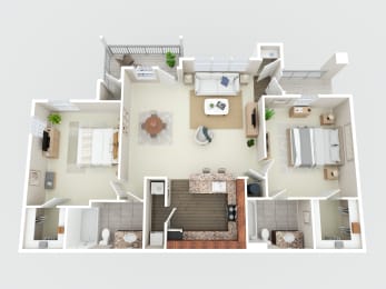 a 3d drawing of a floor plan of a house