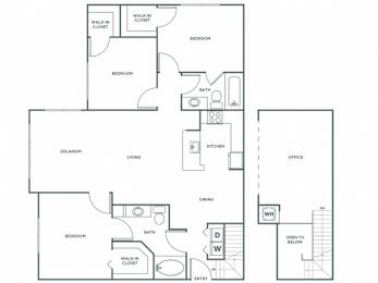  Floor Plan Three Bedroom Two Bath (1618 SF)
