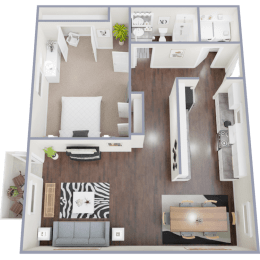 a floor plan of a 1 bedroom apartment