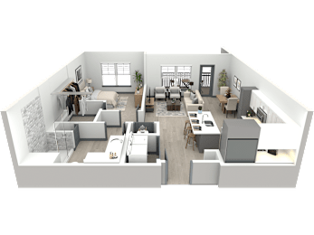 a 3d floor plan of a house
