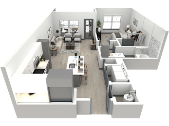 a 3d floor plan of a house