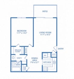 a blueprint of an open floor plan with bedrooms and baths