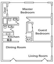  Floor Plan Parkside - 2 Bed 1.5 Bath