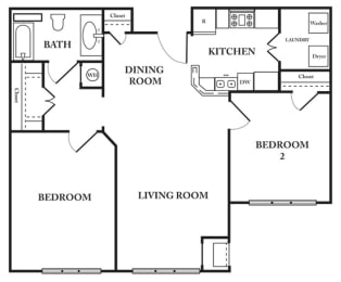  Floor Plan Two Bedroom One Bath