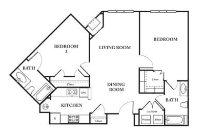 a floor plan of a house with bedrooms and a living room