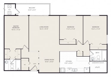 3 bed 2 bath at Willow Creek Apartment , Kalamazoo, 49008