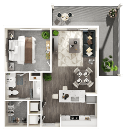 a 1 bedroom floor plan of a930930 sq ft