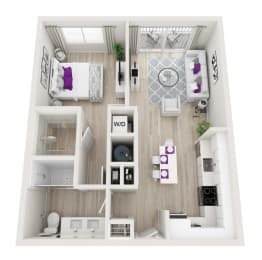 a floor plan of a 1 bedroom apartment at the crossings at white marsh apartments in white marsh  at Altis Little Havana, Miami, Florida