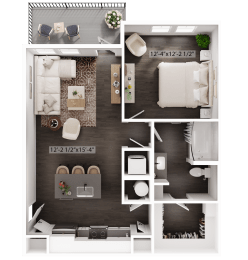 a1 floor plan  1 bedroom  1190 square feet  the