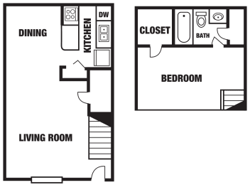 a floor plan of a living room and a bedroom