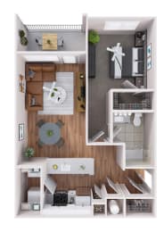 a 3d drawing of the upper floor of a house