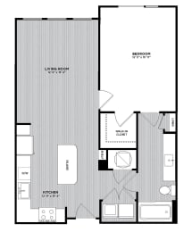 A3 1 Bed 1 Bath 798 Sq. Ft.. Floor Plan at The Parker at Maitland Station in Maitland FL