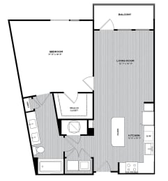 A4 1 Bed 1 Bath 870 Sq. Ft. Floor Plan at The Parker at Maitland Station in Maitland