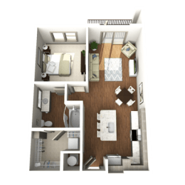 a1 floor plan  1 bedroom with 2 baths  129796