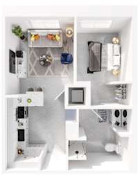 A white bathroom with a sink, toilet, and a mirror.