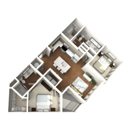a rendering of a 3d floor plan with triangles