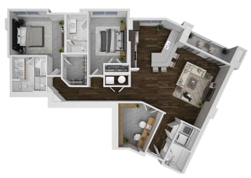 a floor plan of a house with a bedroom and a living room