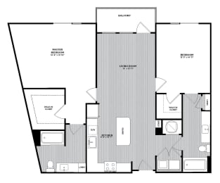 B5 2 Bed 2 Bath 1,256 Sq. Ft.. Floor Plan at The Parker at Maitland Station in 32751