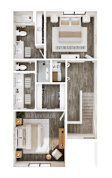 A floor plan of a small apartment with a living room, kitchen, and bathroom.