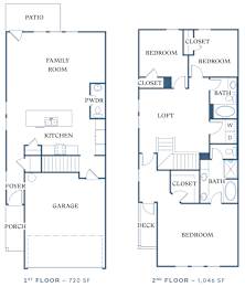 a floor plan of a two story house with a garage and a balcony
