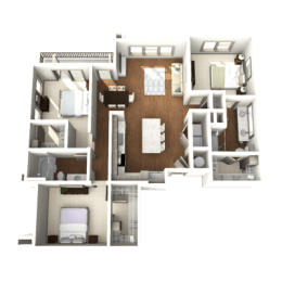 a 3d rendering of a floor plan of a house