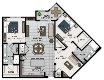 a floor plan of a bedroom apartment