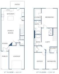 a floor plan of a two bedroom apartment