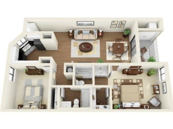 B2 2 Bedroom 2 Bath Floor Plan at Coral Club, Bradenton