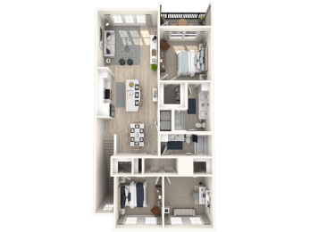 D3 floor plan of a 3 bedroom apartment at Altis Grand Suncoast, Land O' Lakes Florida