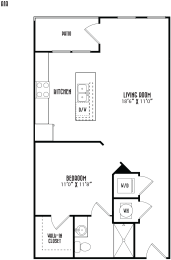 a floor plan of a small house with a bedroom and a living room