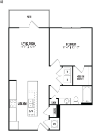 a floor plan of a house with a bedroom and a living room