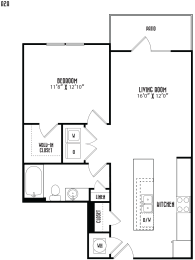 the floor plan of this home has a bedroom and a living room