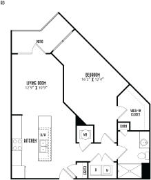 the floor plan of a 420 sq ft floor plan with a bedroom and a bathroom