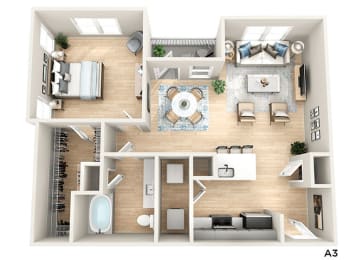 a floor plan of a house with a bedroom and a living room