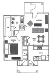  Floor Plan 1 bedroom 1 bath