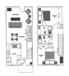  Floor Plan 2 Bedroom 2 Bath TH