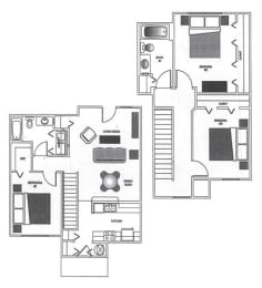  Floor Plan 3 Bedroom 2 Bath TH