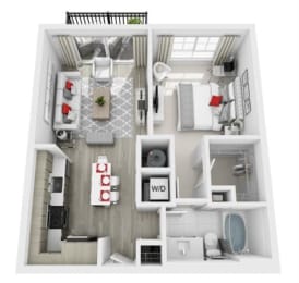 a floor plan of a 1 bedroom apartment at Altis Grand Central, Tampa Florida