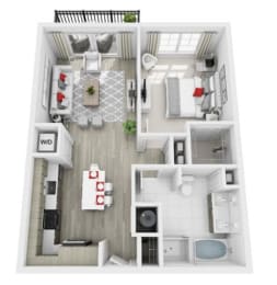 a floor plan of a 1 bedroom apartment at Altis Grand Central, Florida, 33606